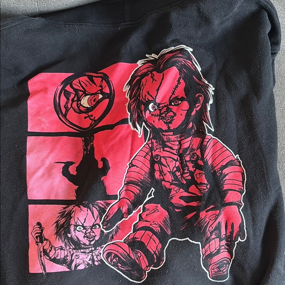 Black Sweatshirt with Red Graphic Design
